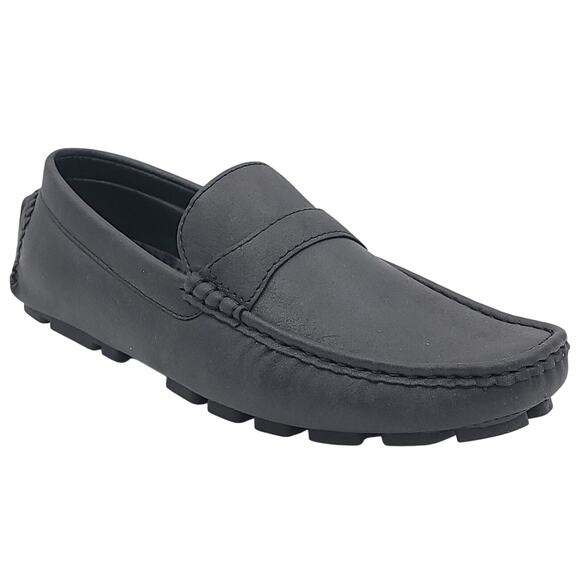 Gallery Seven Men Slip On Moc Toe Driving Loafers Size US 8 Black Faux Leather - Picture 1 of 5